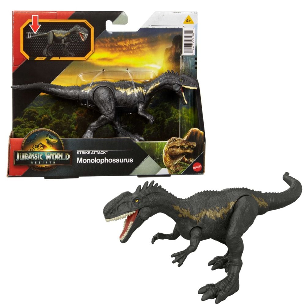 Figurina articulata, Jurassic World Rebirth, Strike Attack, Monolophosaurus, JCL60