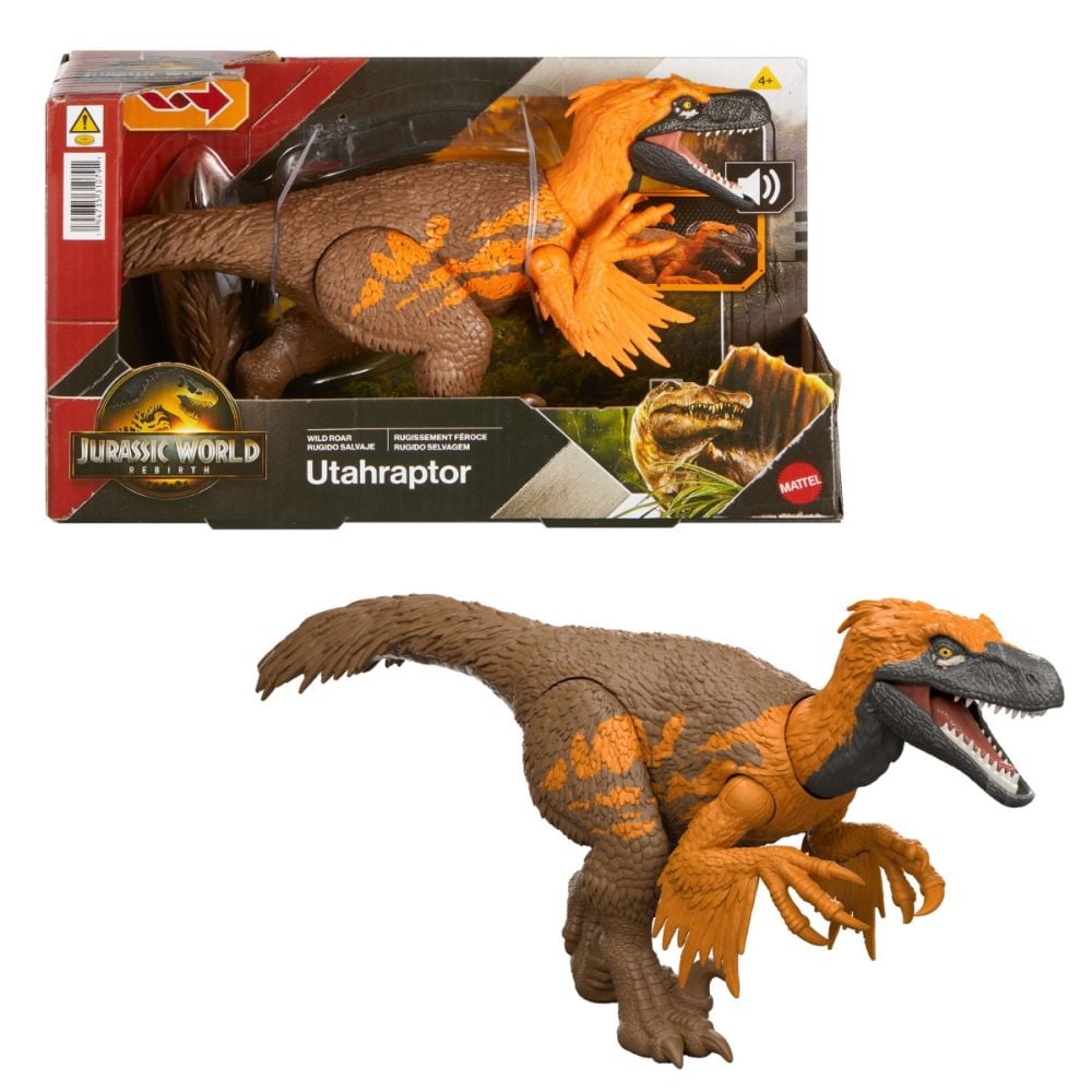 Figurina articulata, Jurassic World Rebirth, Wild Roar, Utahraptor, JGC80