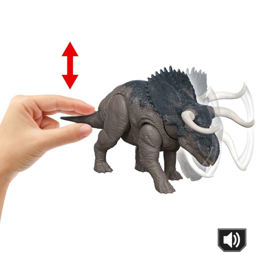 Figurina articulata, Jurassic World Rebirth, Wild Roar, Nasutoceratops, JGC81