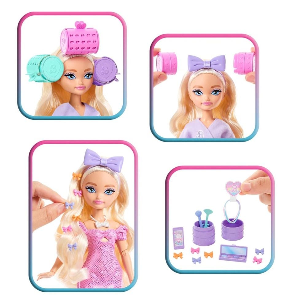 Set de joaca cu papusa Barbie Malibu, Dream Besties, Get Ready with Me, JGG38