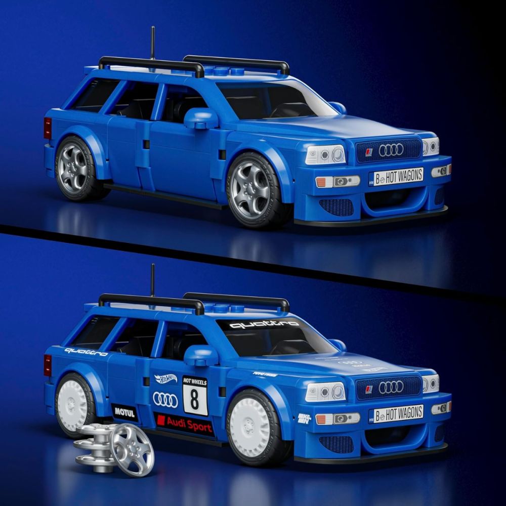Set de constructie si masina metalica, Brick Shop, Hot Wheels, 94