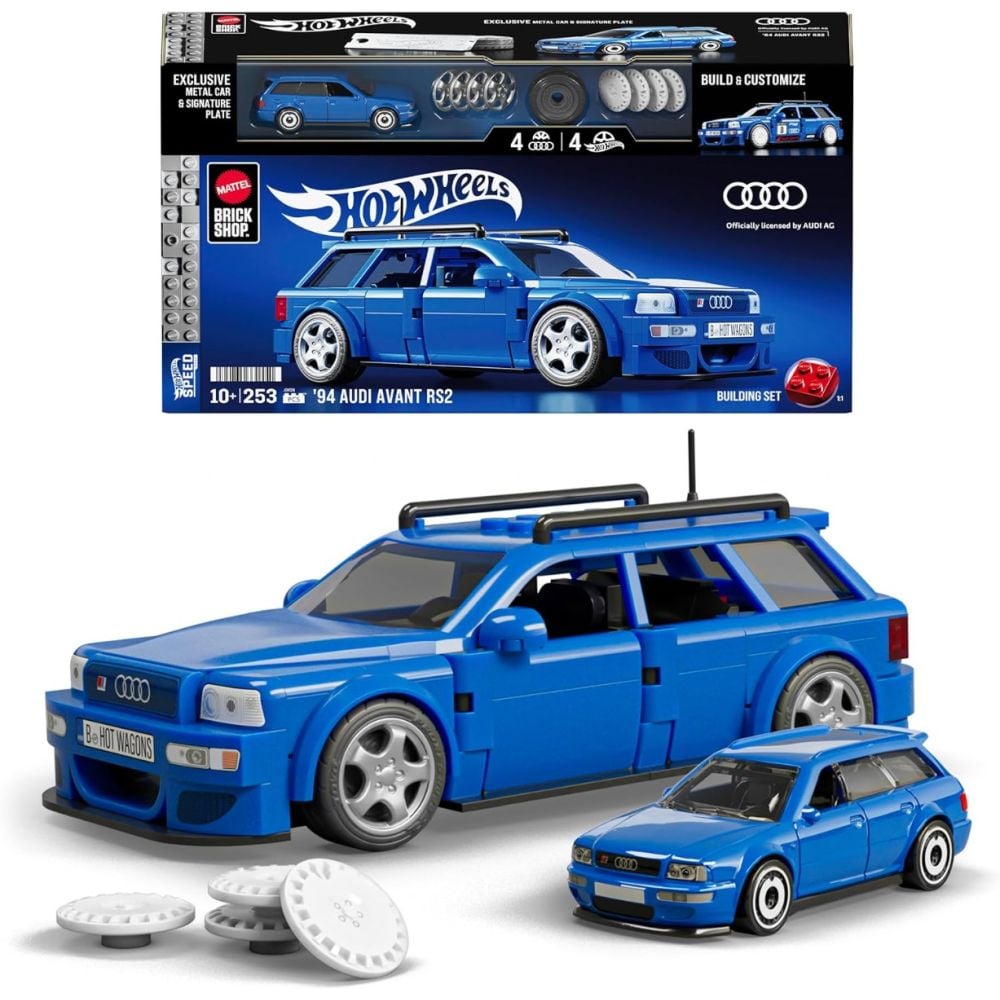 Set de constructie si masina metalica, Brick Shop, Hot Wheels, 94