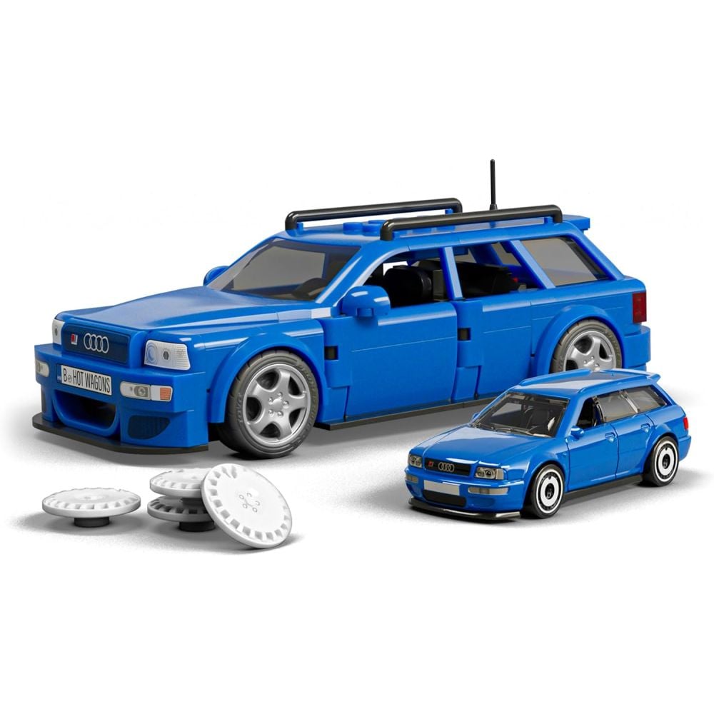 Set de constructie si masina metalica, Brick Shop, Hot Wheels, 94