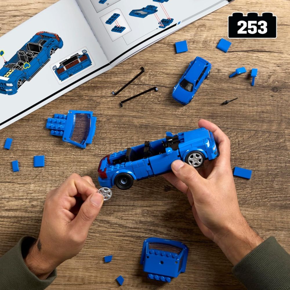 Set de constructie si masina metalica, Brick Shop, Hot Wheels, 94