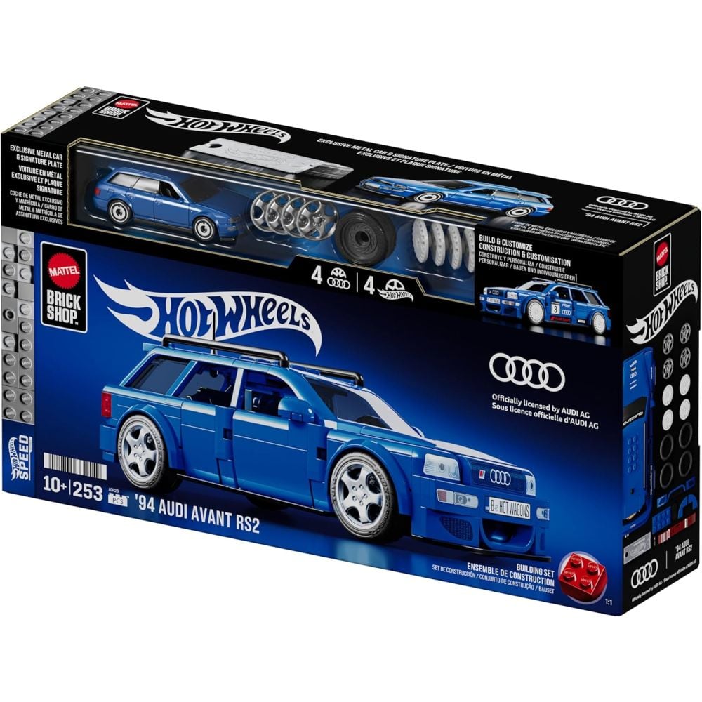 Set de constructie si masina metalica, Brick Shop, Hot Wheels, 94