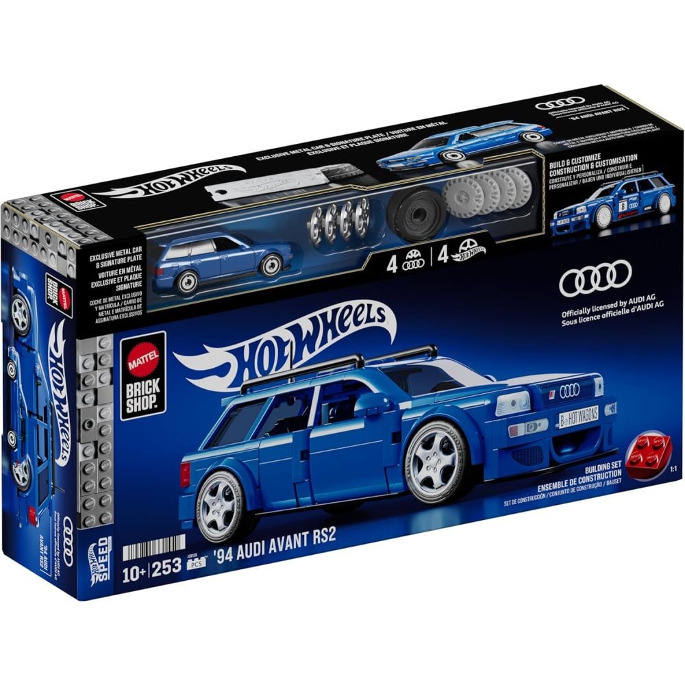 Set de constructie si masina metalica, Brick Shop, Hot Wheels, 94