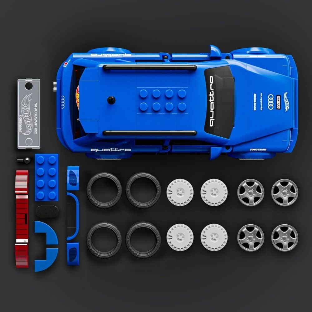 Set de constructie si masina metalica, Brick Shop, Hot Wheels, 94 Audi Avant RS2, JGR28