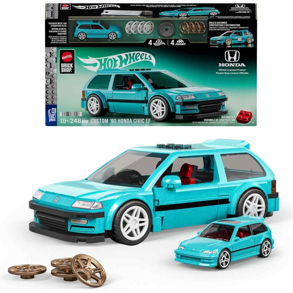 Set de constructie Brick Shop, Hot Wheels, Custom Honda Civic Speed 90, JHF62