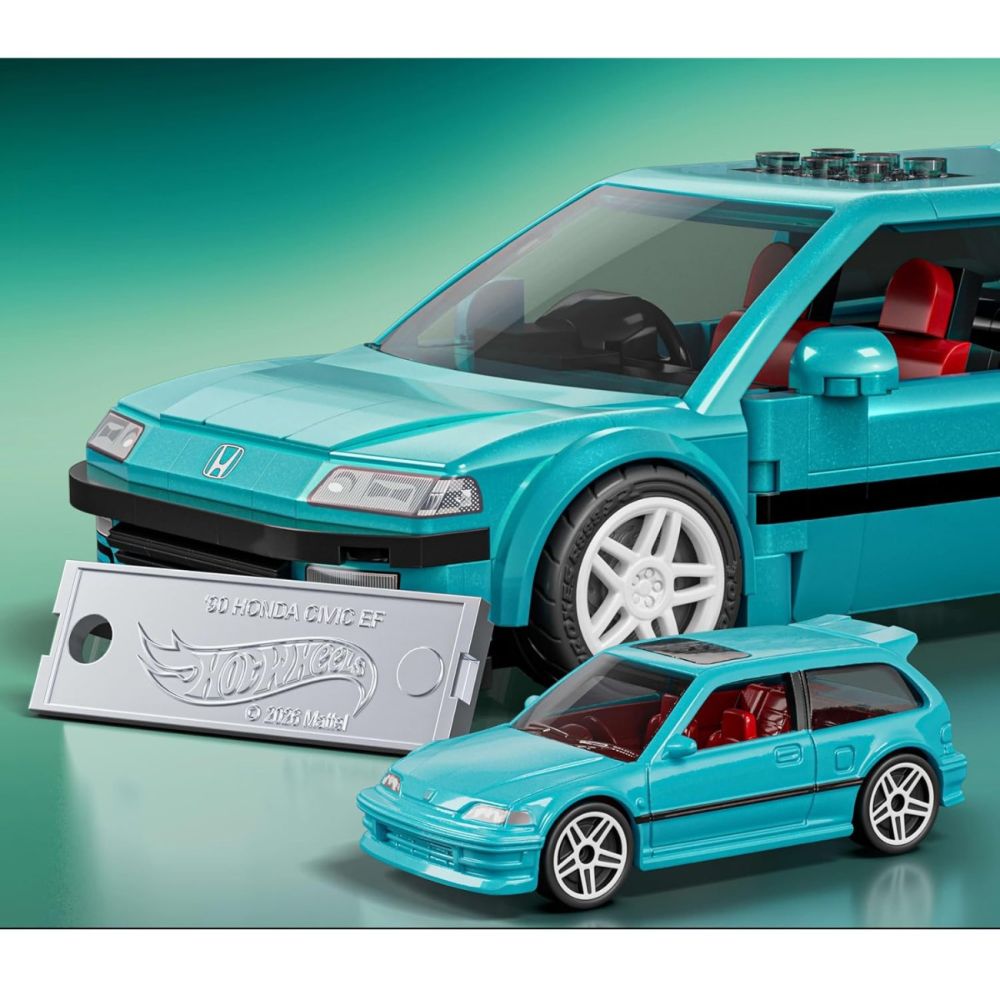 Set de constructie Brick Shop, Hot Wheels, Custom Honda Civic Speed 90, JHF62