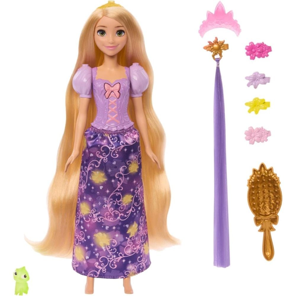 Papusa cu accesorii pentru par, Disney Princess, Magical Hair Rapunzel, JHL46