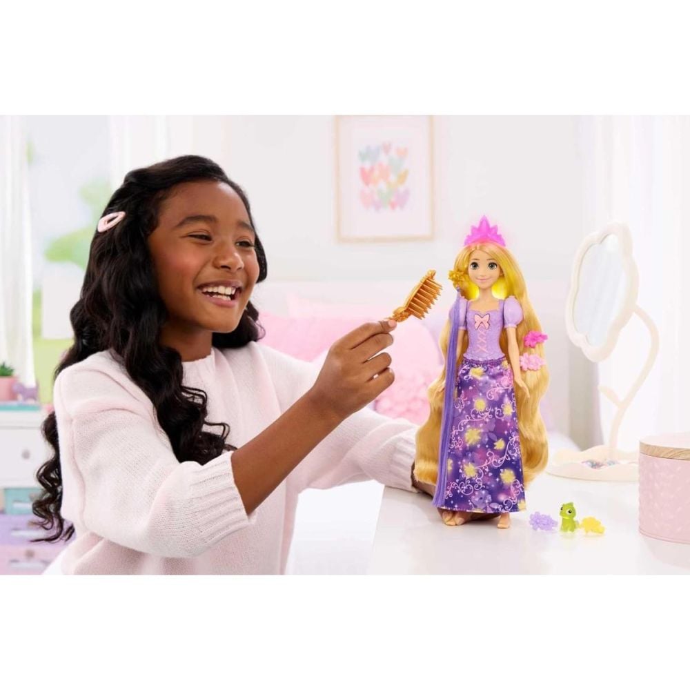 Papusa cu accesorii pentru par, Disney Princess, Magical Hair Rapunzel, JHL46