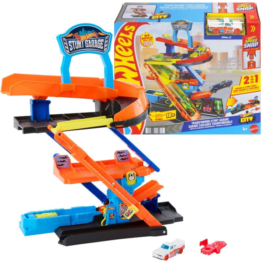Set de joaca 2in1 cu masinuta, Hot Wheels, Transforming Stunt