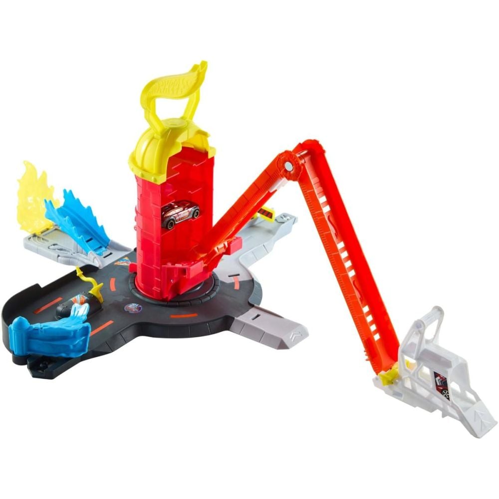 Set de joaca cu masinuta, Hot Wheels, Super Fire Station Rescue, JHL95