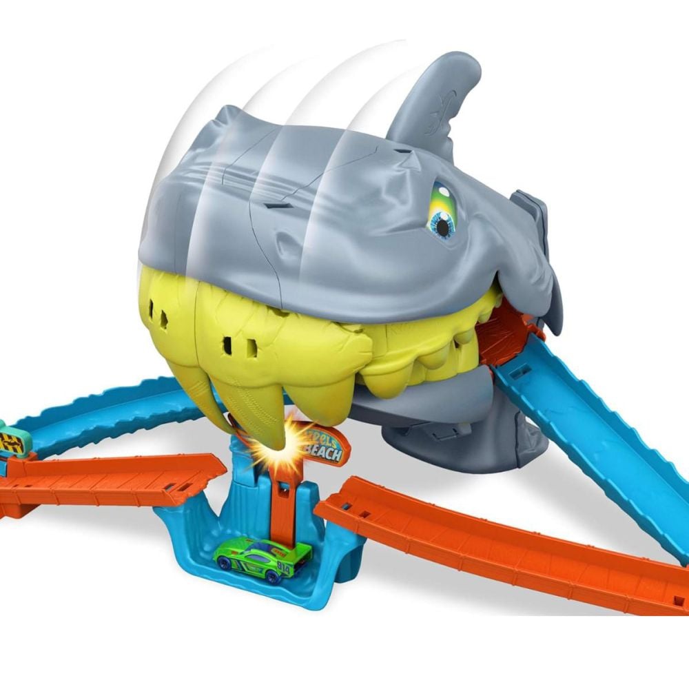 Set de joaca cu masinuta, Hot Wheels, Shark Chomp Beach, 1:64, JHL96
