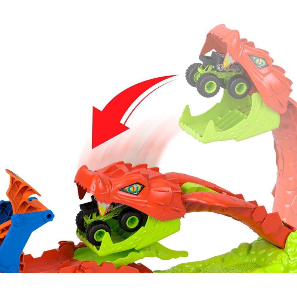 Set de joaca cu masinuta, Hot Wheels, Monster Trucks, Snake Slam Takedown, JJN44
