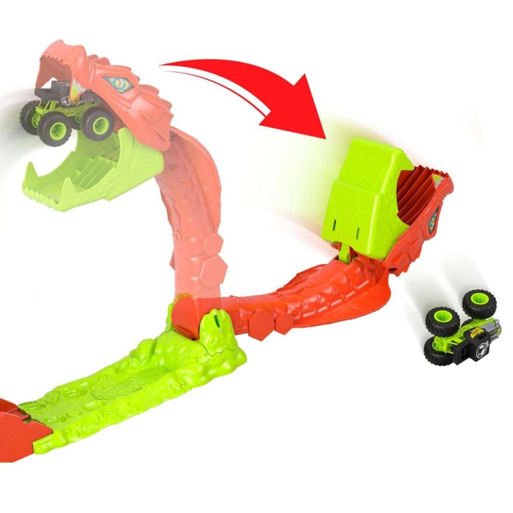 Set de joaca cu masinuta, Hot Wheels, Monster Trucks, Snake Slam Takedown, JJN44