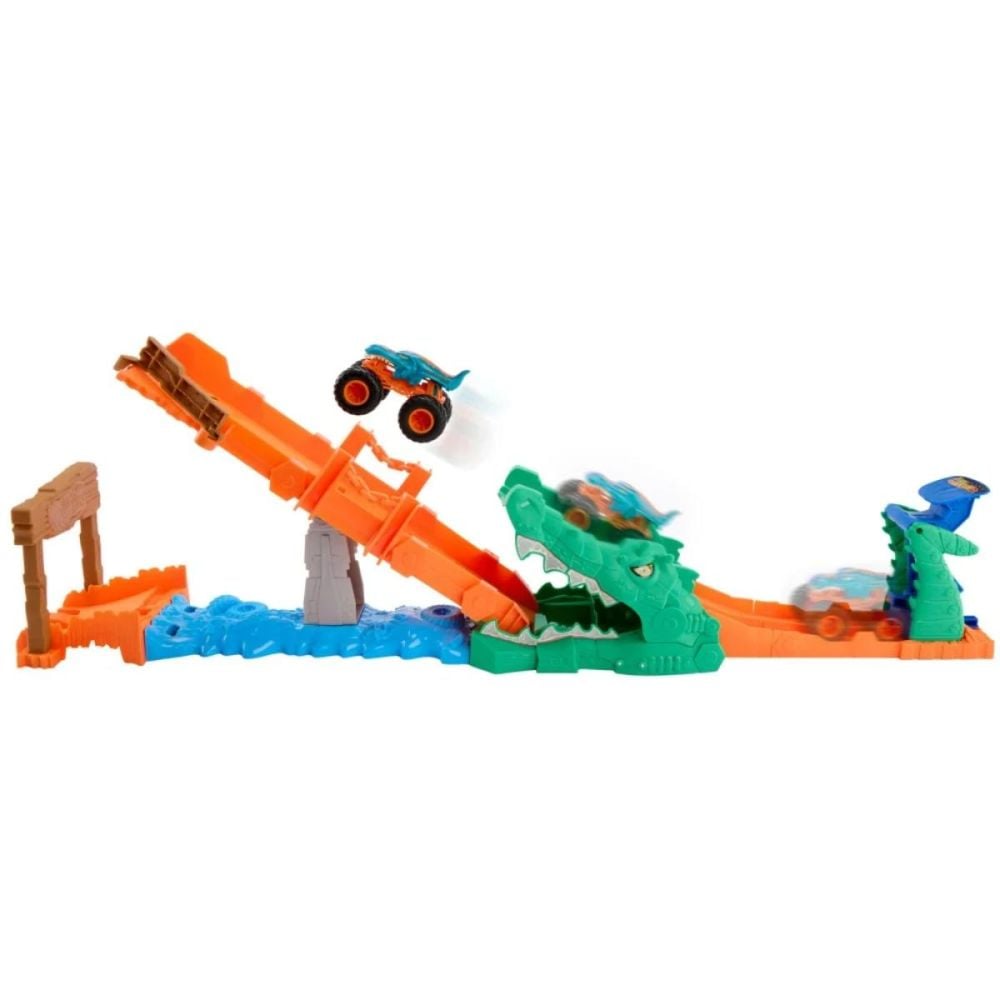 Set de joaca Hot Wheels, Monster Trucks, Crocodile Crash Challenge, Mega-Wrex, JJN45