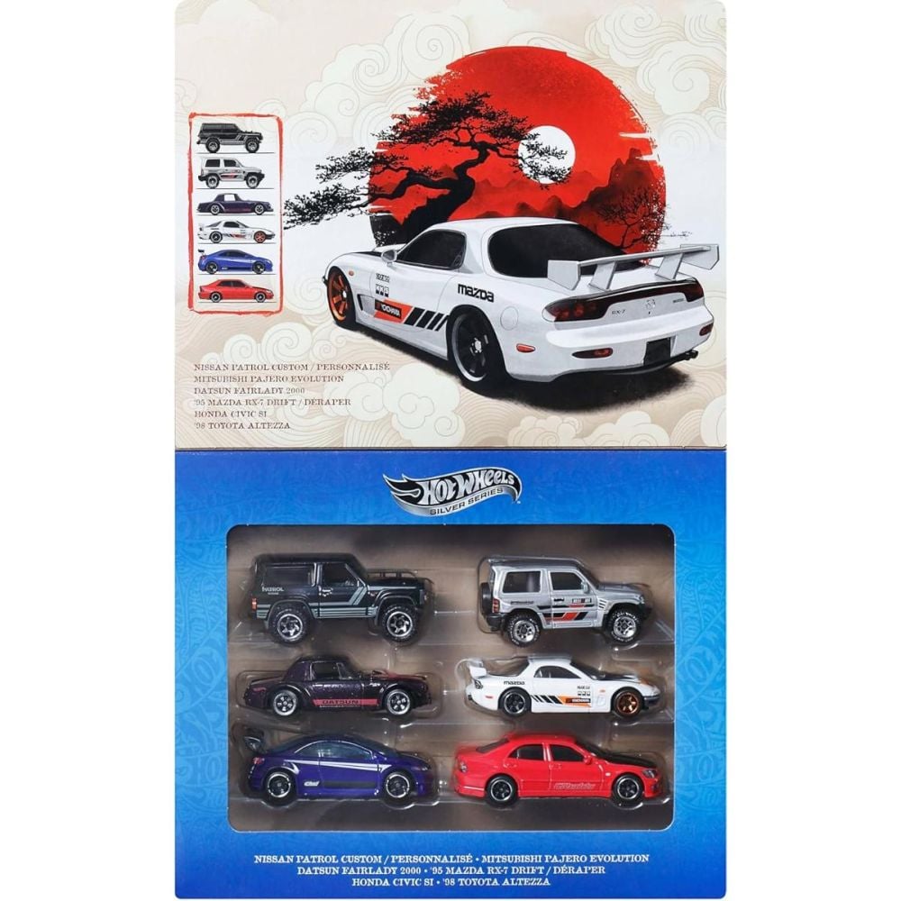 Set 6 masini, Hot Wheels, Silver Series, Street of Japan, 1:64, JLB23