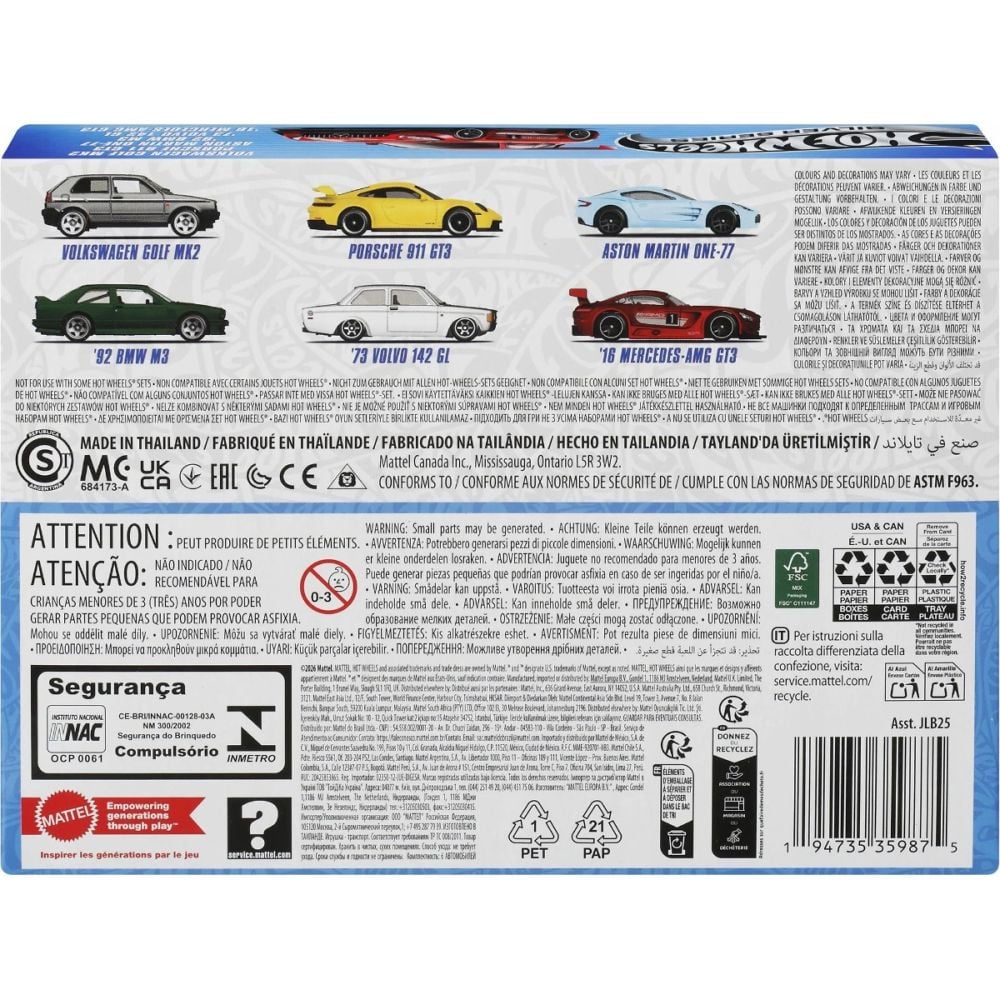 Set 6 masini, Hot Wheels, Silver Series, Euro Style, JLB25