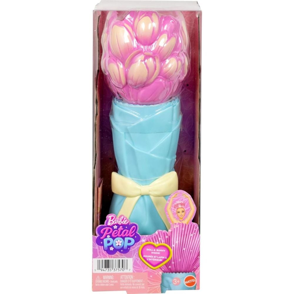 Papusa cu accesorii surpriza, Barbie, Petal Pop, Roz, JMF57