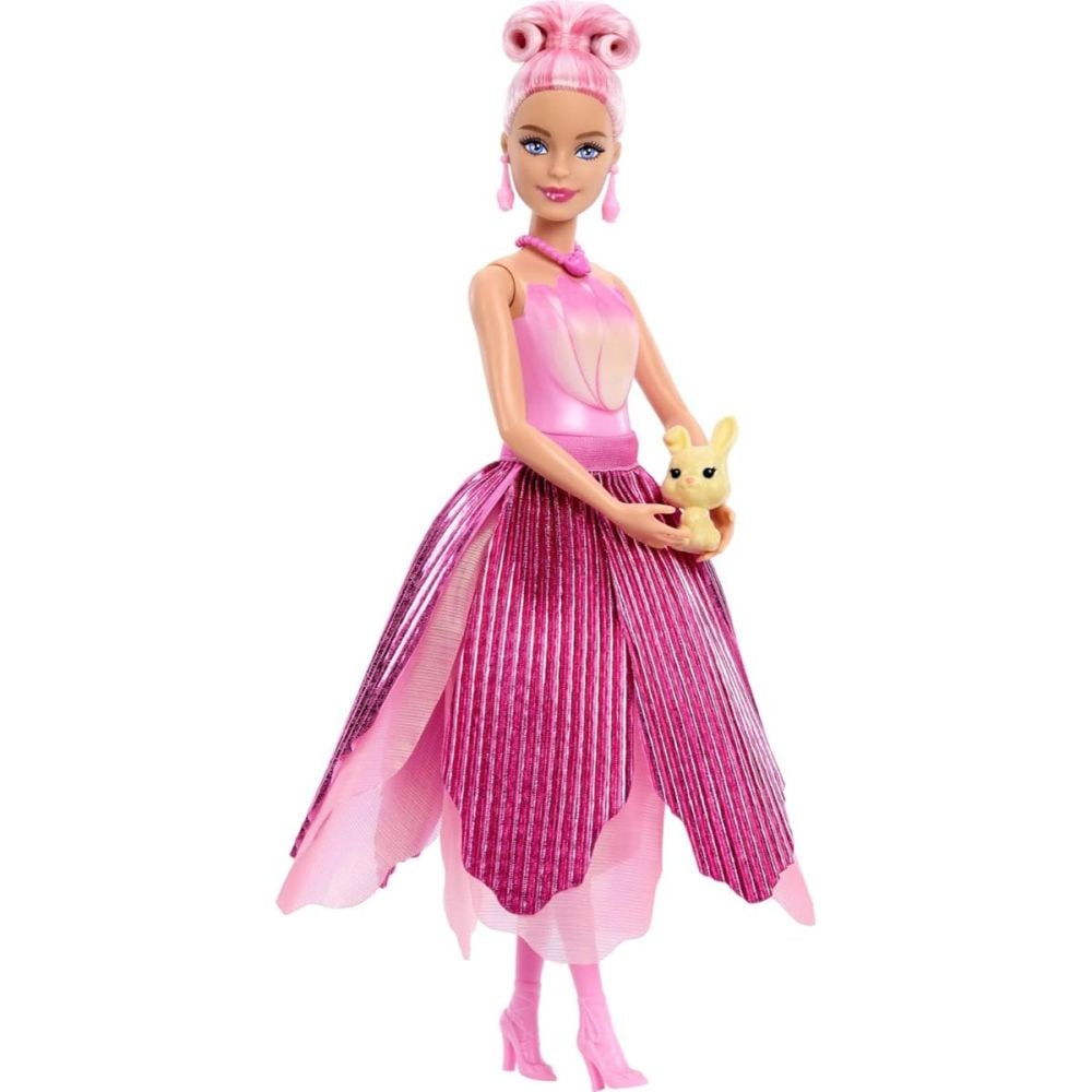 Papusa cu accesorii surpriza, Barbie, Petal Pop, Roz, JMF57