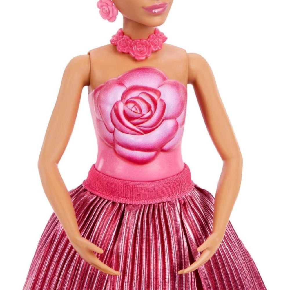 Papusa cu accesorii surpriza, Barbie, Petal Pop, Rosu, JMF59