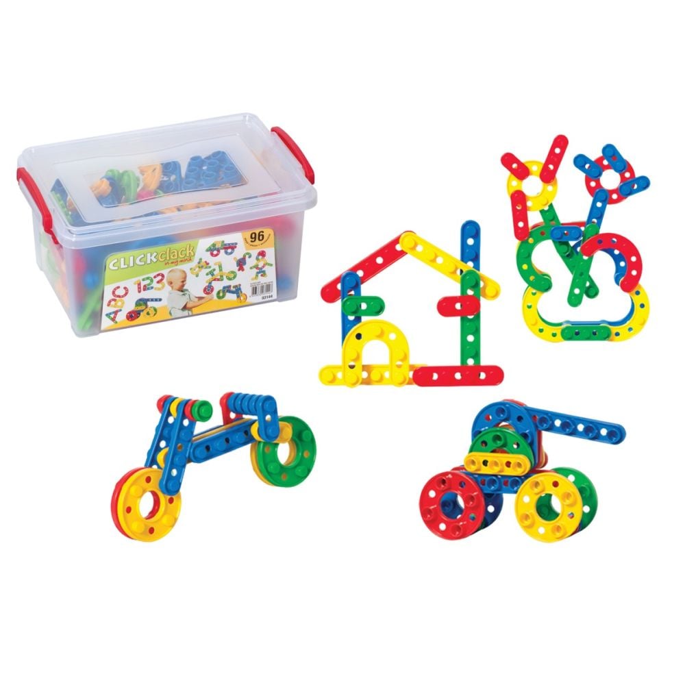 Set de constructie, Dede, Click Clack, 96 piese