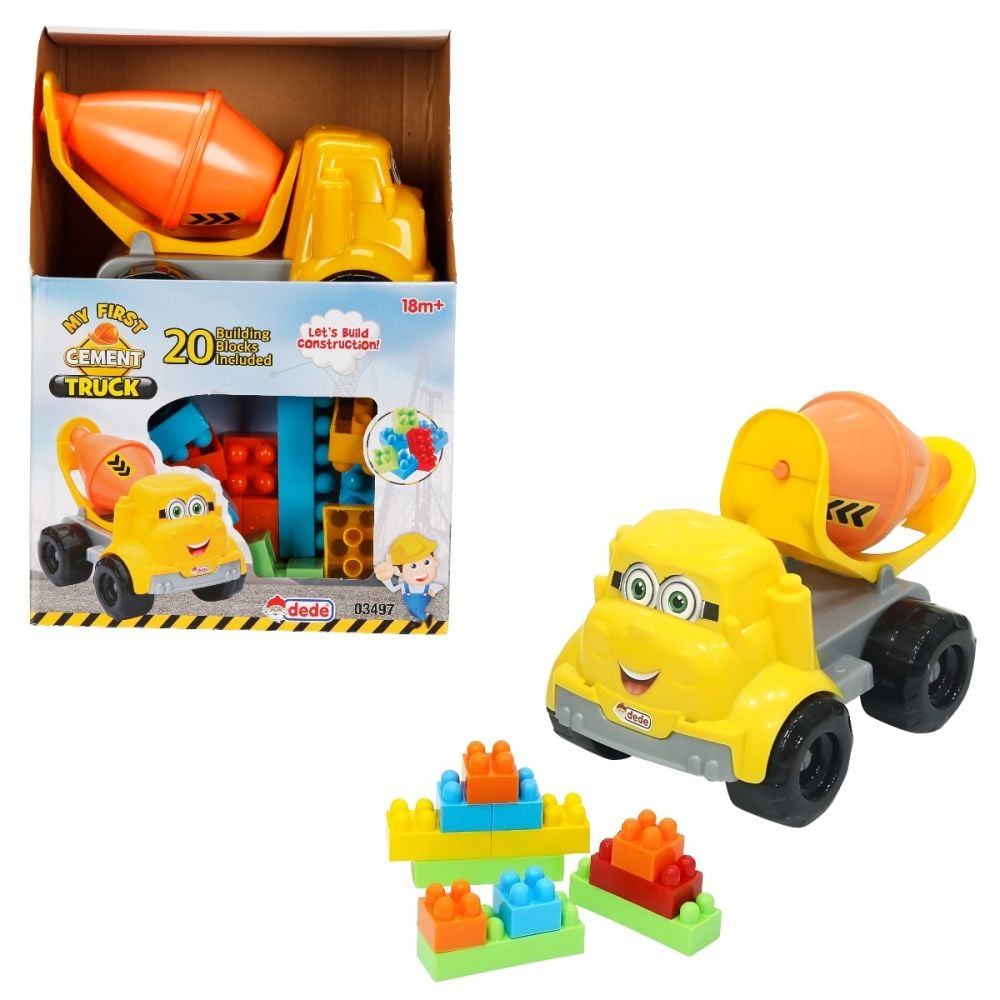 Mini camion cu betoniera si blocuri de constructie, 20 piese