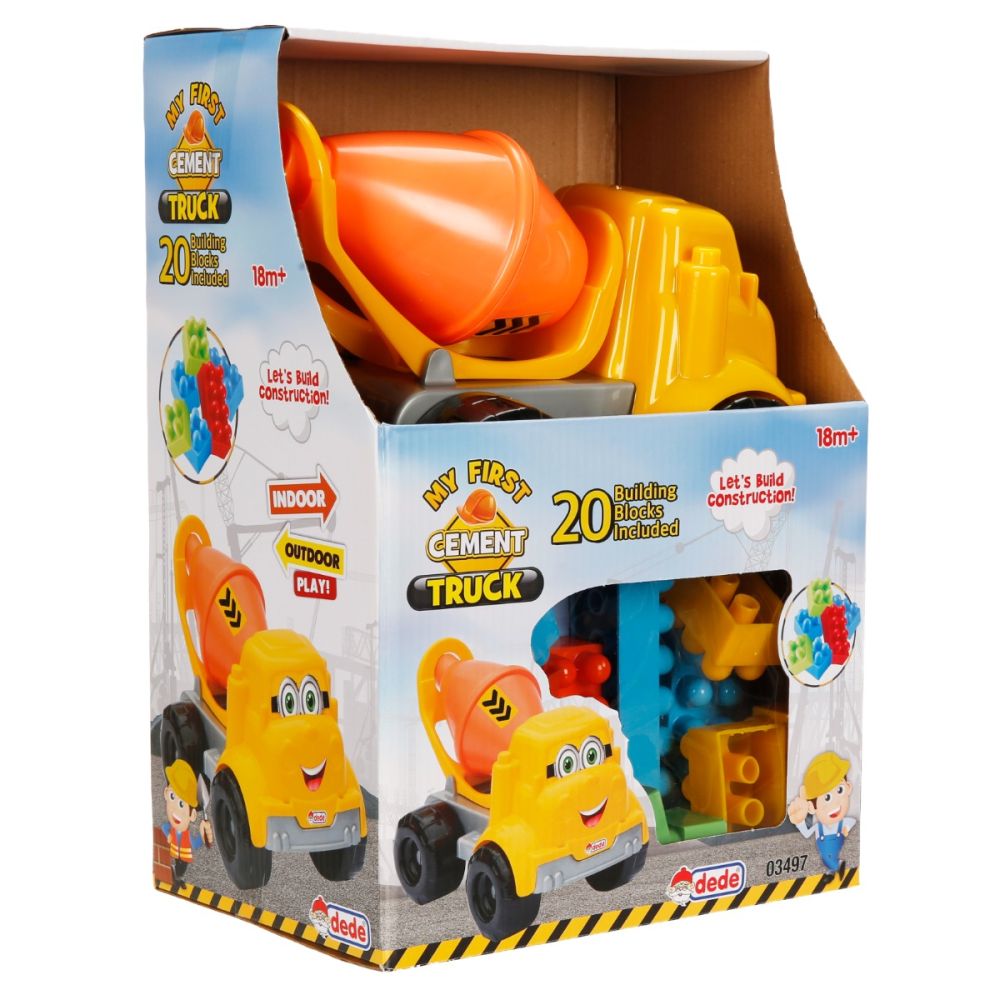 Mini camion cu betoniera si blocuri de constructie, 20 piese
