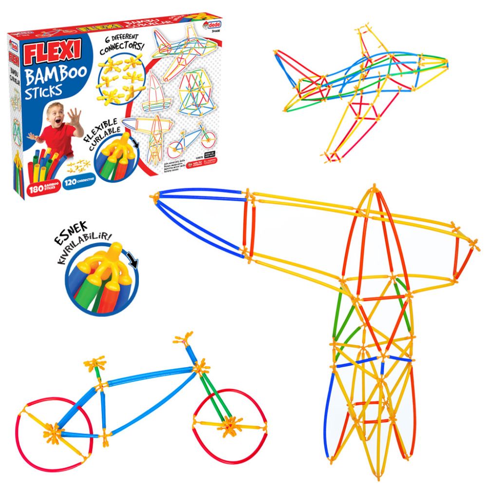 Set de joaca cu bete, Dede, Flexi Bamboo Sticks, 300 piese