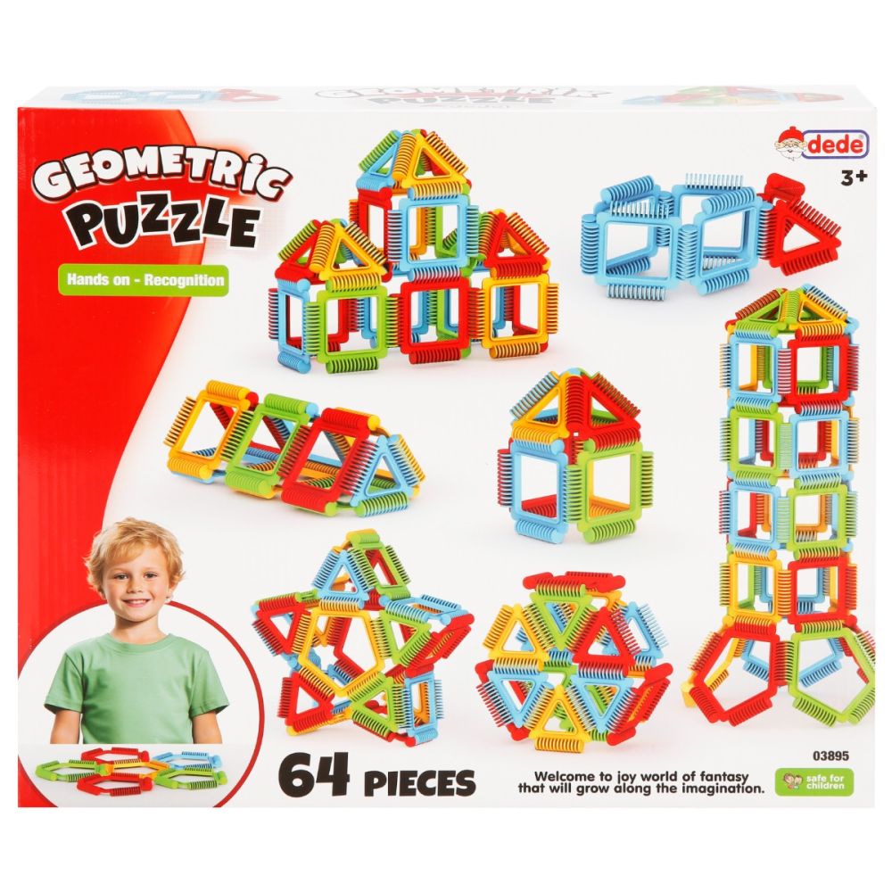 Set de constructie, Dede, Geometric Puzzle, 64 piese