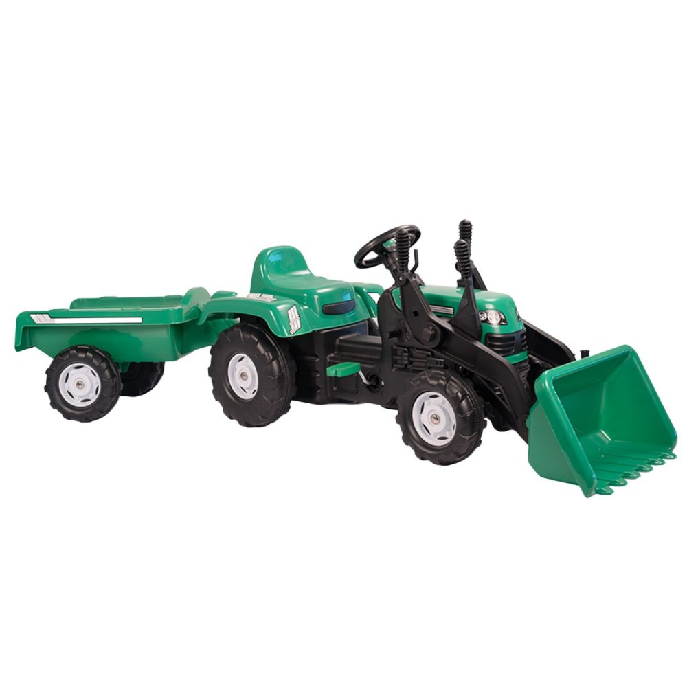 Tractor excavator cu pedale si remorca, Dolu, Ranchero, Verde