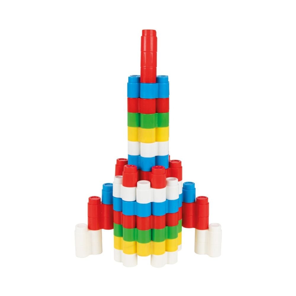Set de joaca, cutie cu blocuri cilindrice de construit, Pilsan, 224 piese