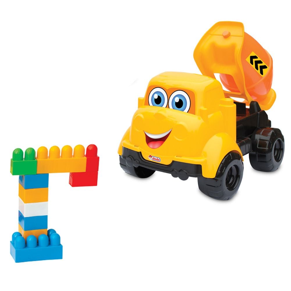 Camion cu betoniera si blocuri de constructie, Dede, 30 piese