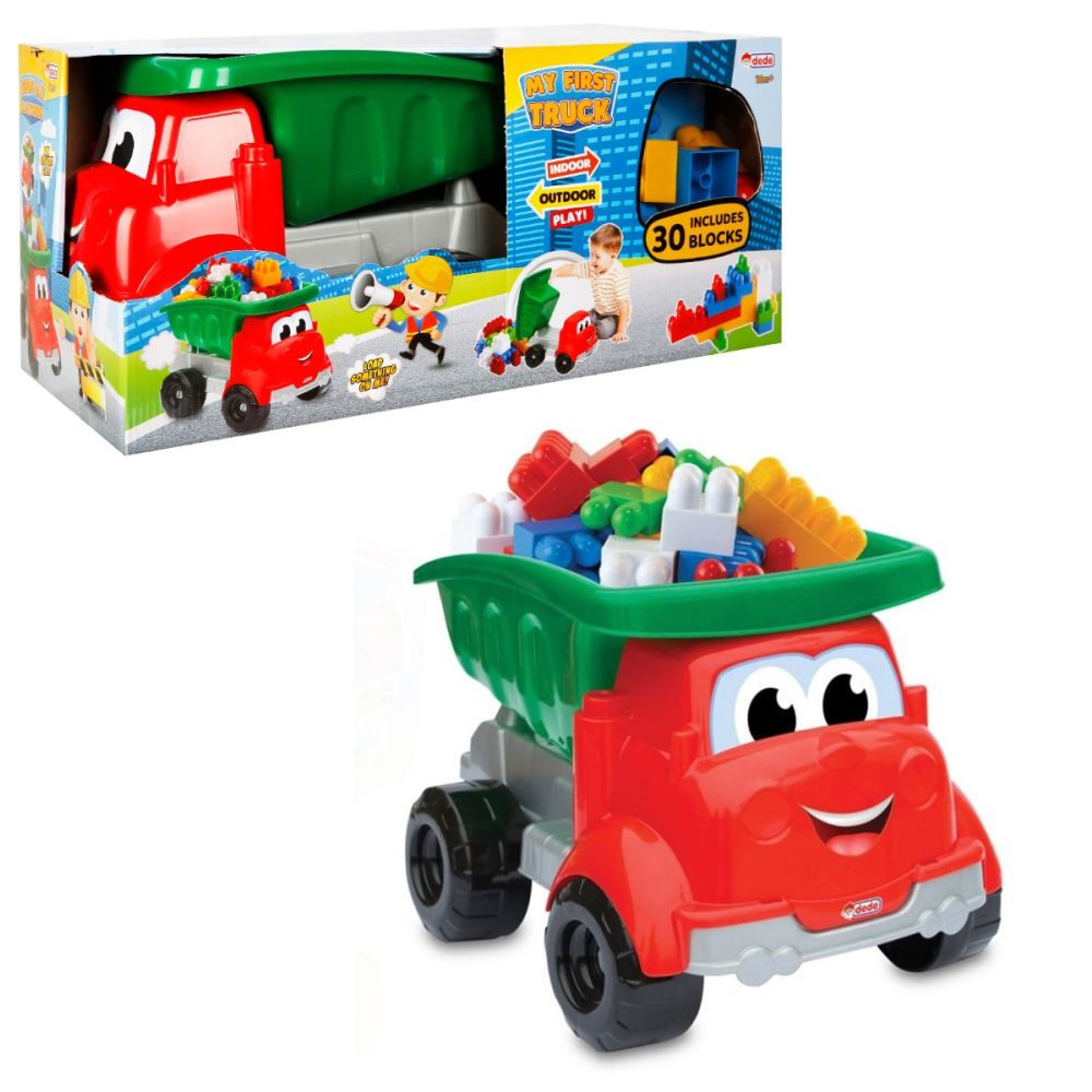 Camion cu remorca si blocuri de constructie, Dede, 30 piese