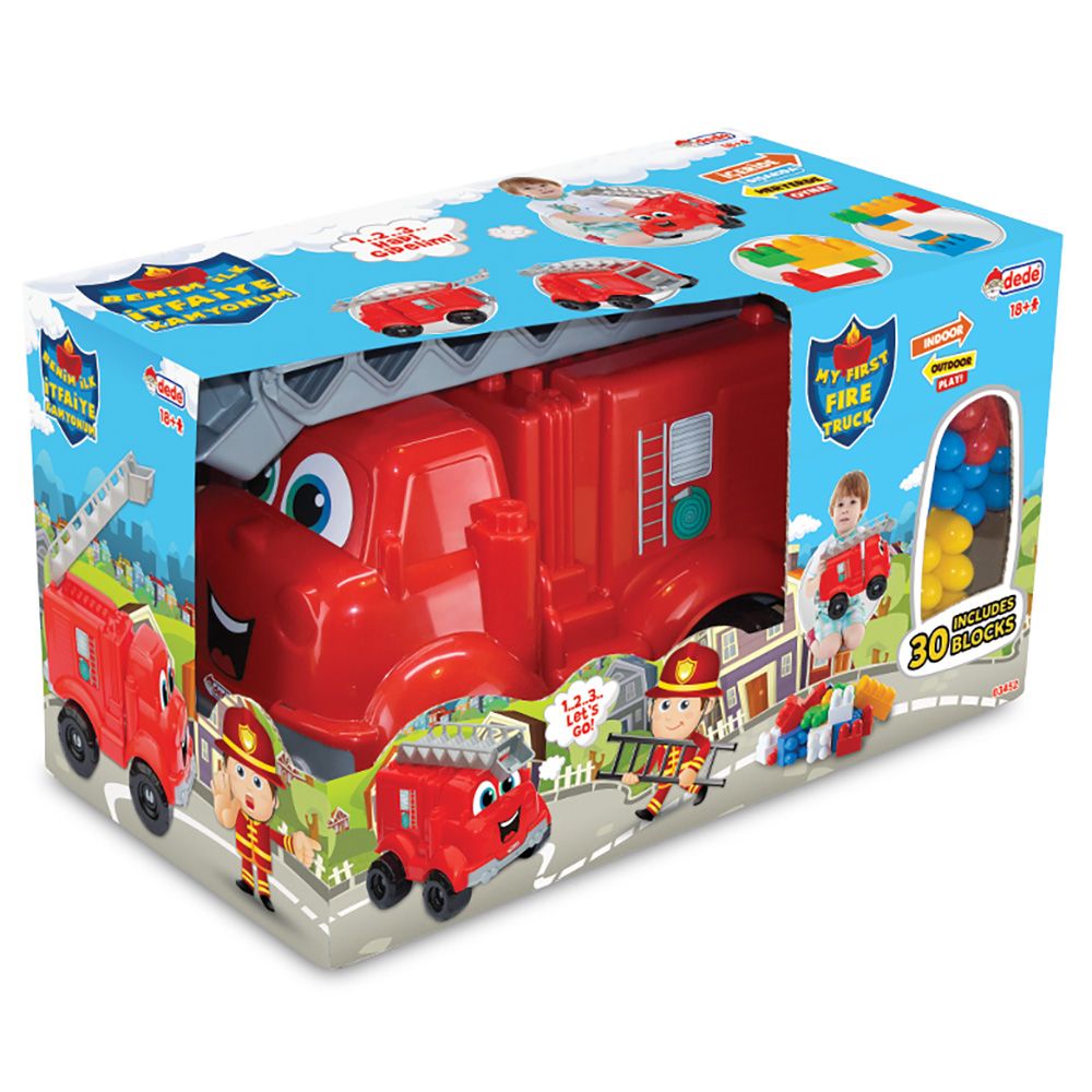 Camion de pompieri si blocuri de constructie, Dede, 30 piese