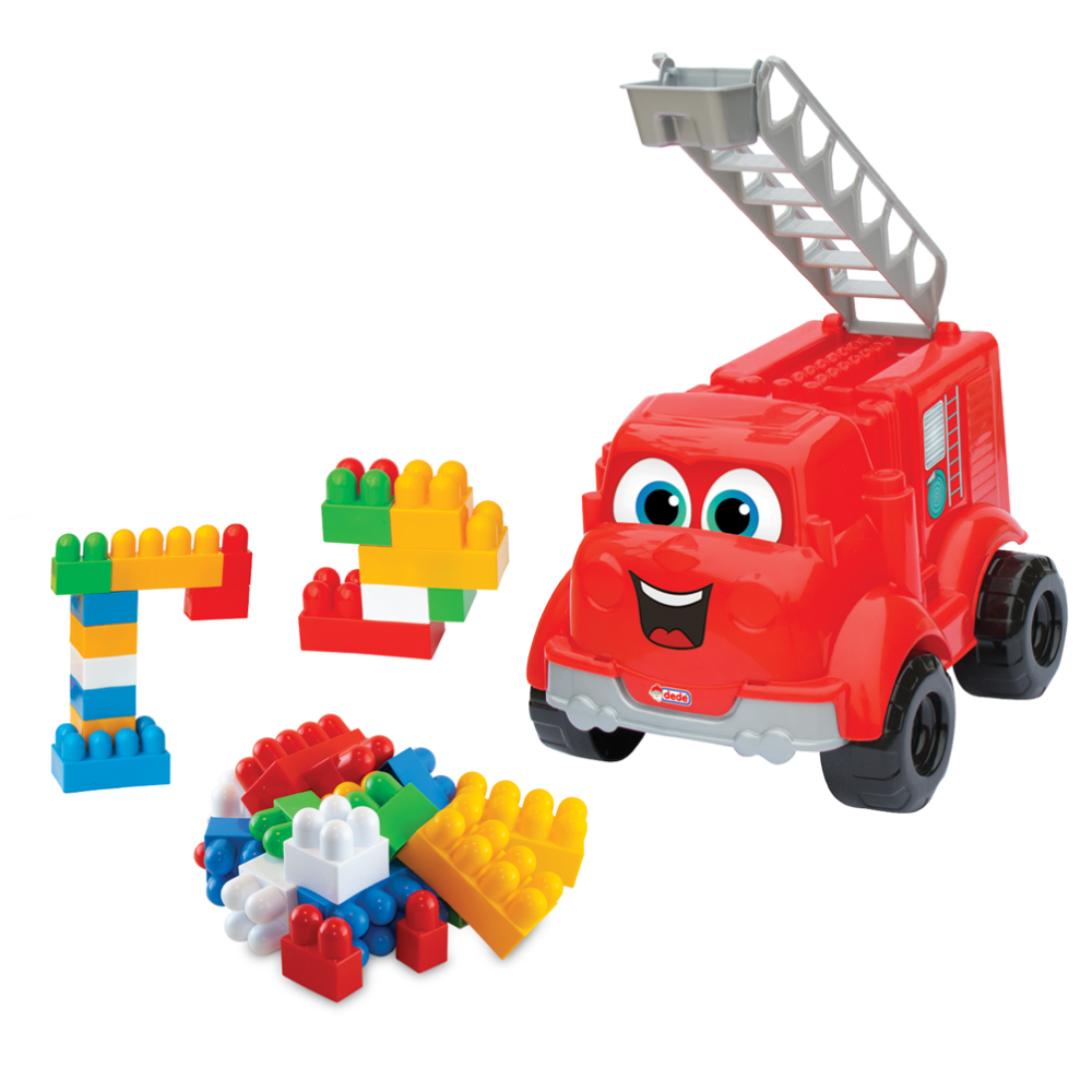 Camion de pompieri si blocuri de constructie, Dede, 30 piese
