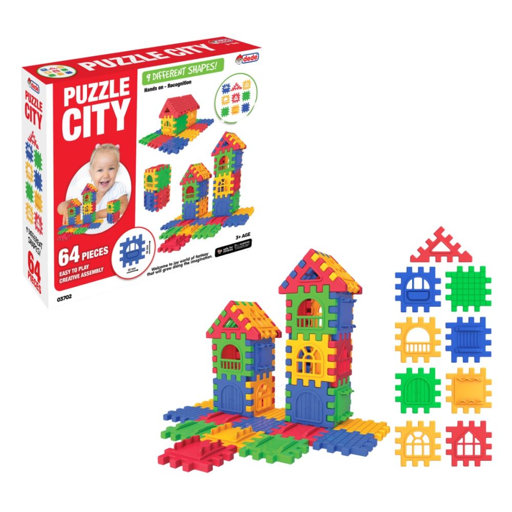 Set de constructie, Dede, Puzzle City, 64 piese