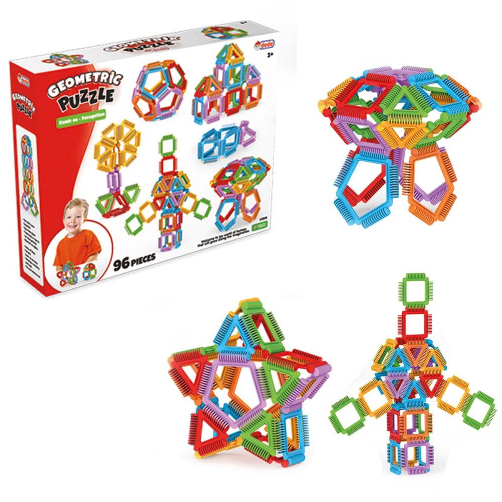 Set de constructie, Dede, Geometric Puzzle, 96 piese