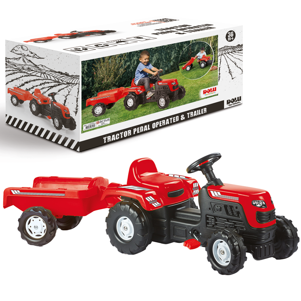 Tractor cu pedale si remorca, Dolu, Ranchero, Rosu