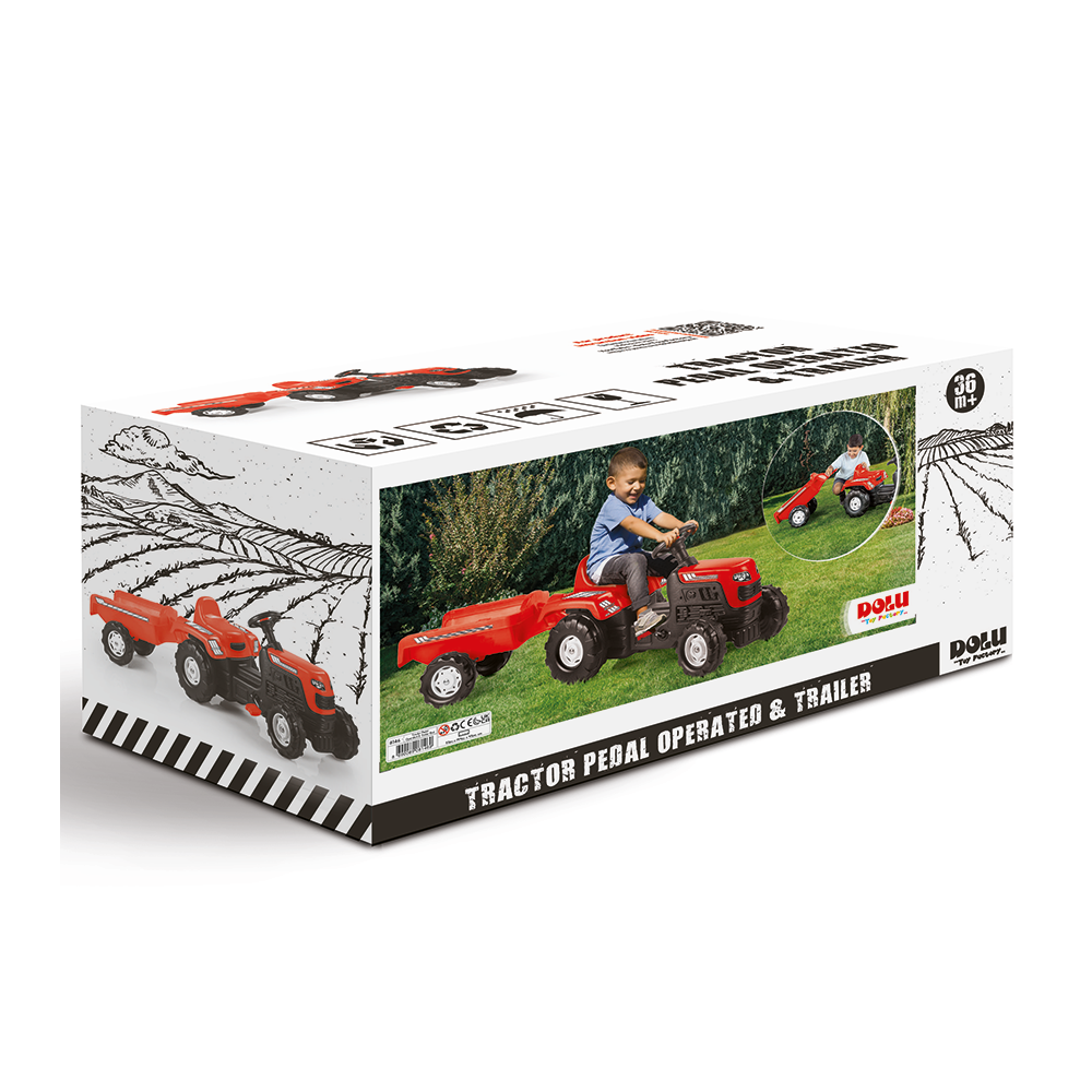 Tractor cu pedale si remorca, Dolu, Ranchero, Rosu