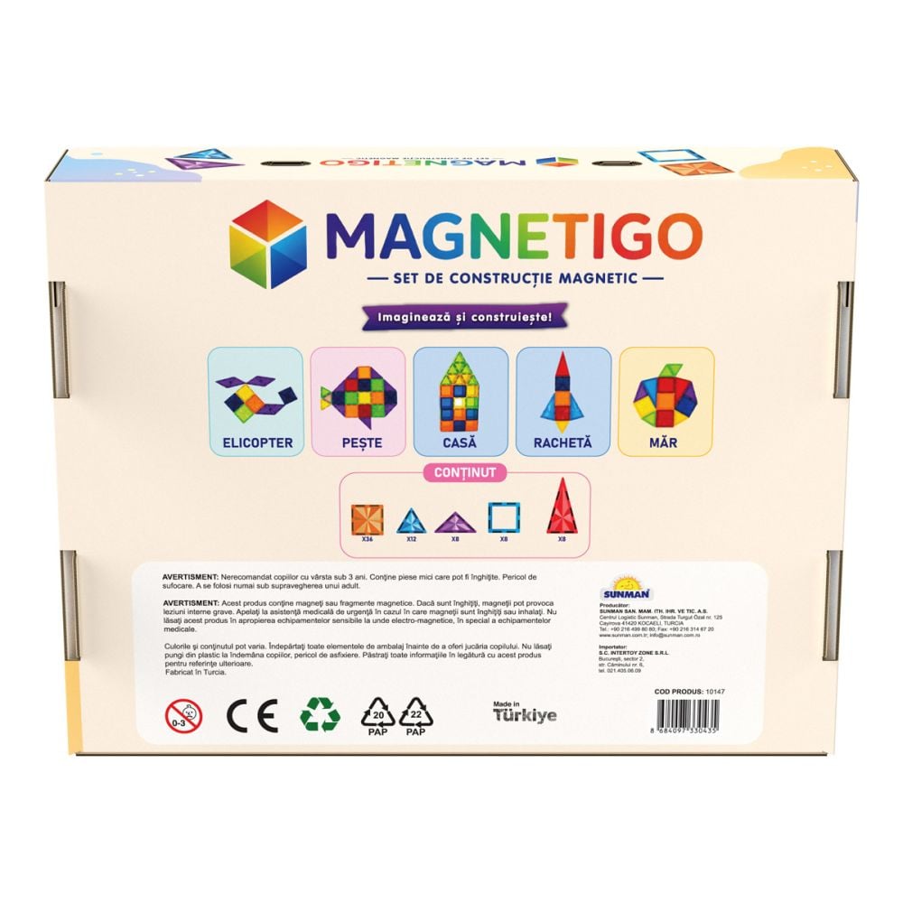 Set de constructie magnetic, Magnetigo, 72 piese