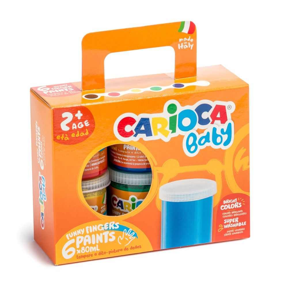 Set 6 cutii acuarele, Carioca, Baby Finger Paint, 80 ml
