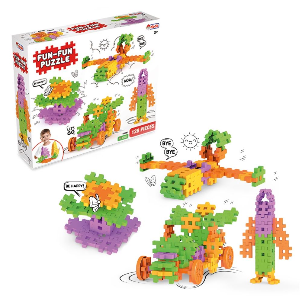Set de constructie, Dede, Fun-Fun Puzzle, 128 piese