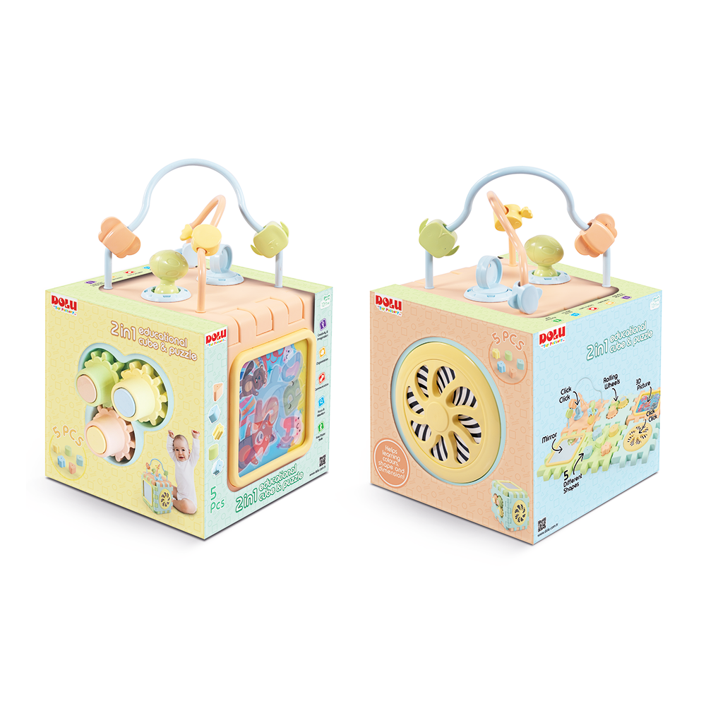 Cub 2 in 1 cu activitati, Dolu, Pastel