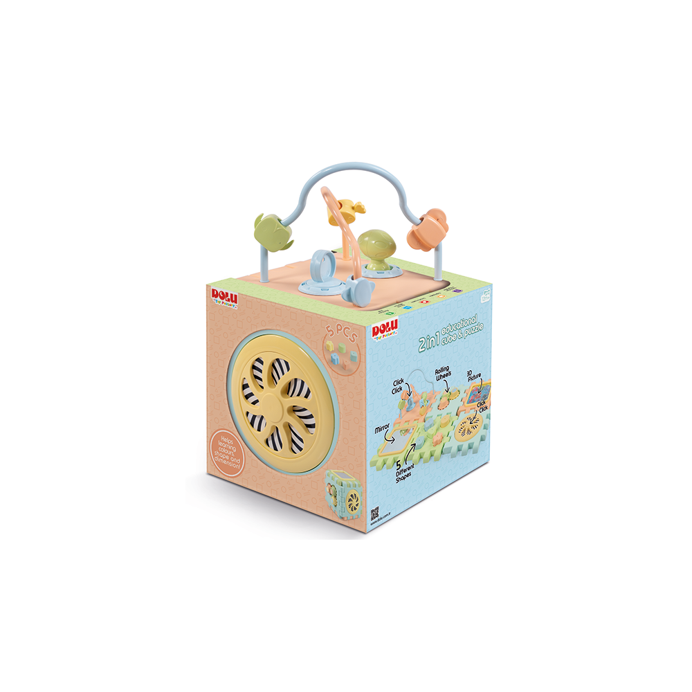 Cub 2 in 1 cu activitati, Dolu, Pastel