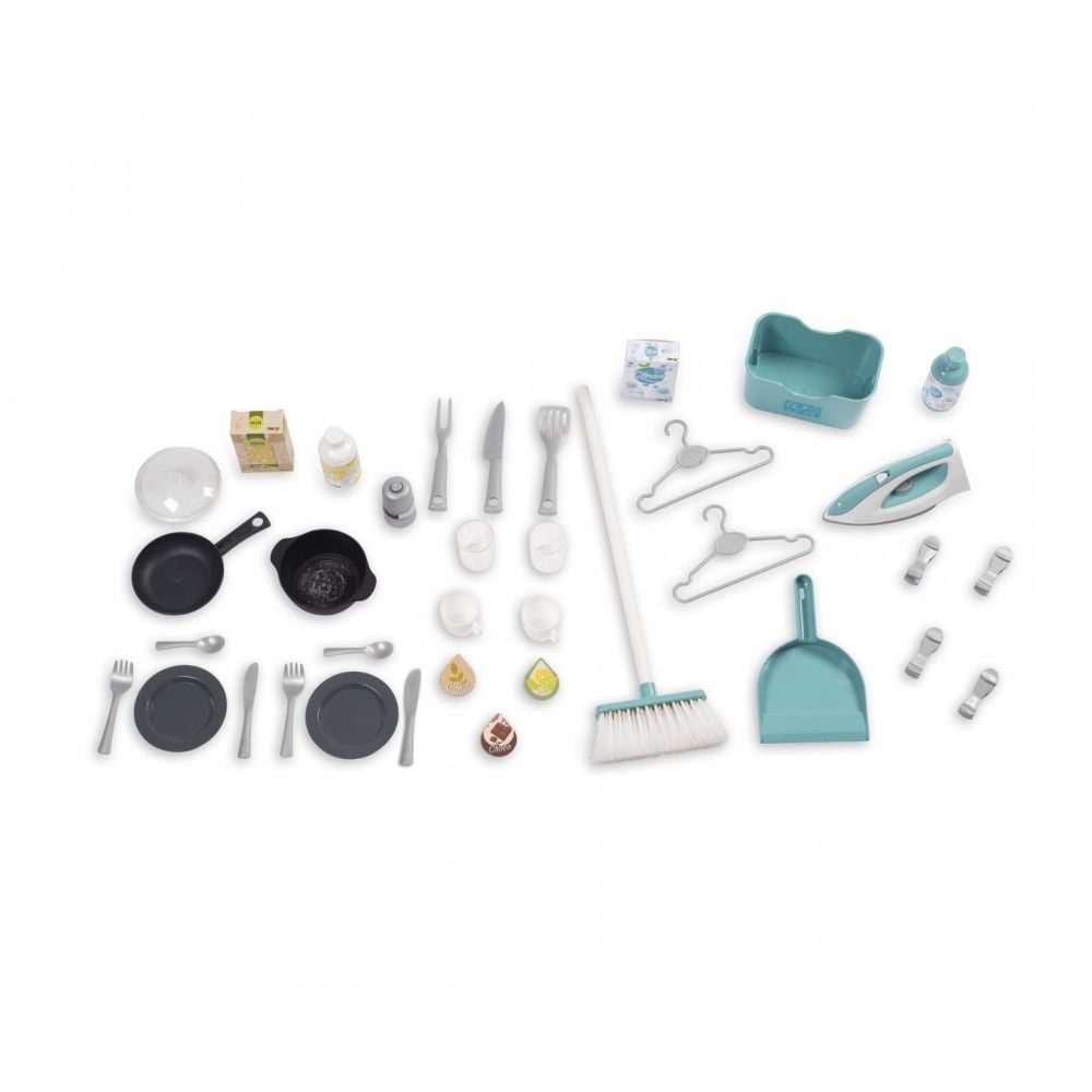 Set bucatarie cu accesorii, Smoby, Cleaning Mini Tefal, 36 accesorii