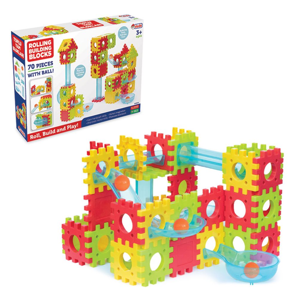 Set blocuri de constructie si bila, Dede, 70 piese