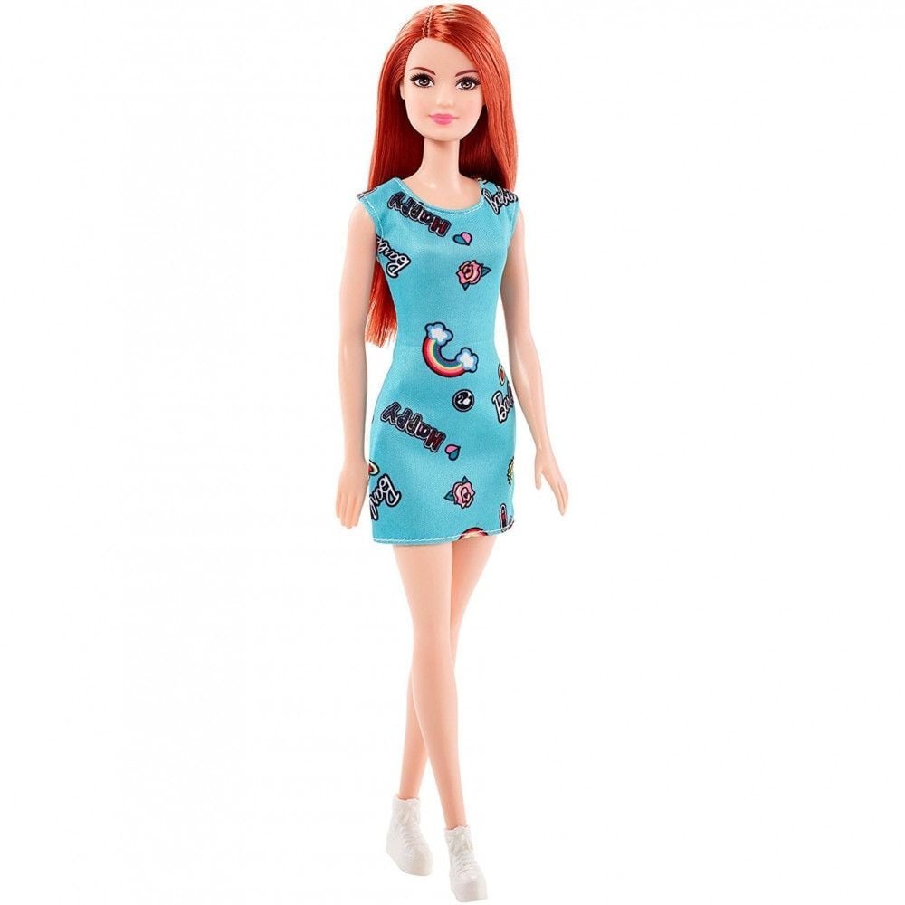 Papusa Barbie Clasic cu rochie albastra, FJF18
