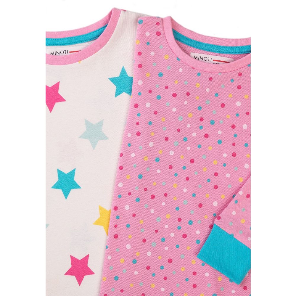 Set pijama cu maneca lunga si imprimeu Minoti, TG PYJ, Stars and Dots